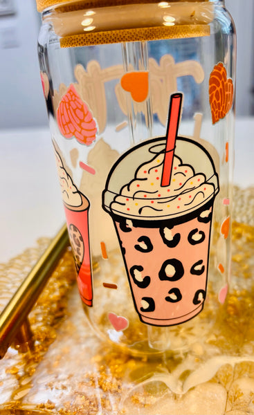 Cute Fun Coffee Glasses with Straws