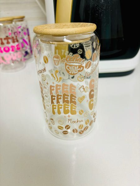 Cute Fun Coffee Glasses with Straws