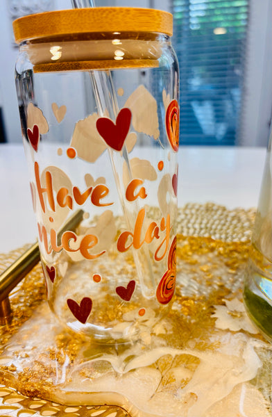 Cute Fun Coffee Glasses with Straws