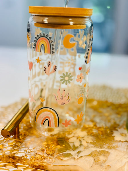 Cute Fun Coffee Glasses with Straws