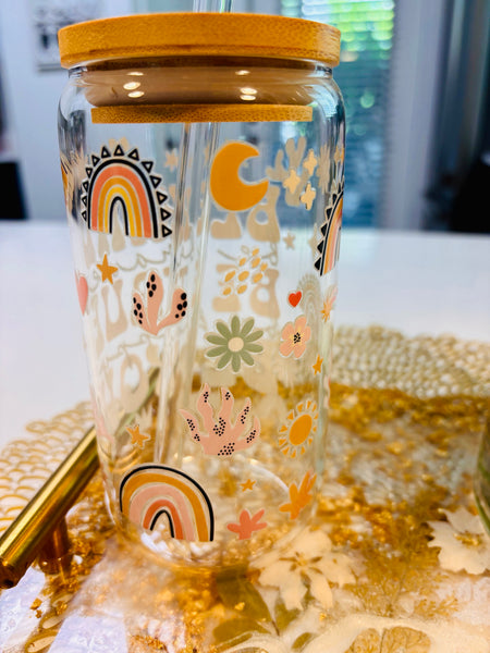 Cute Fun Coffee Glasses with Straws