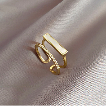 Fashion Double Shell Gold Open Rings