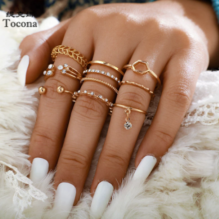 Bohemian 8 pcs Ring Set