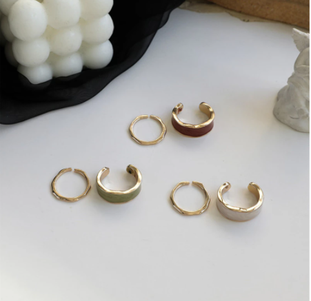 Fashion Epoxy Resin Round 2 Piece Ring Set