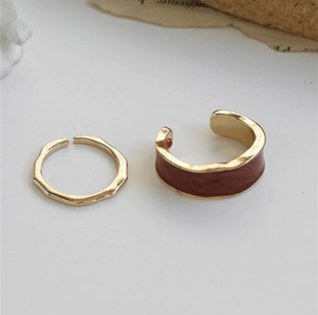 Fashion Epoxy Resin Round 2 Piece Ring Set